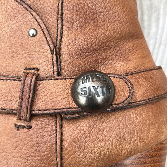 Miss Sixty cognac leather boots with button detail - Picture 3 of 11